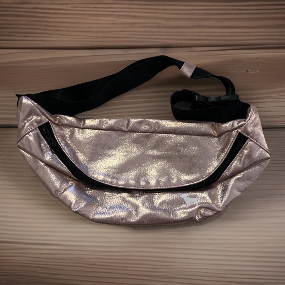 PINK Victoria's Secret Sparkly Fanny Pack Black Strap